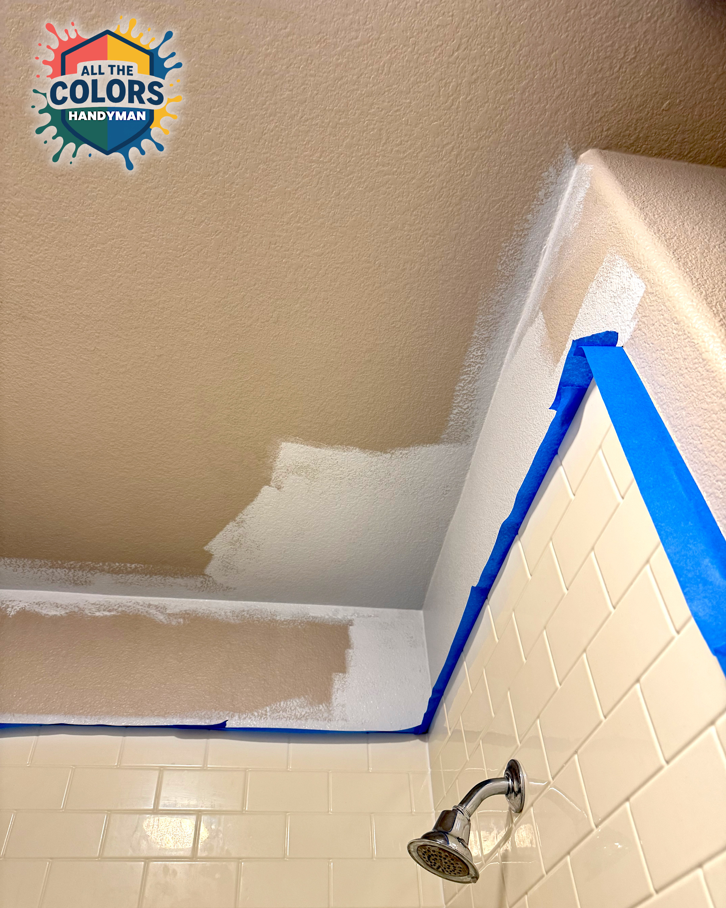 An inside view of a screened porch. The very large window screen has been trashed with big holes in some places.